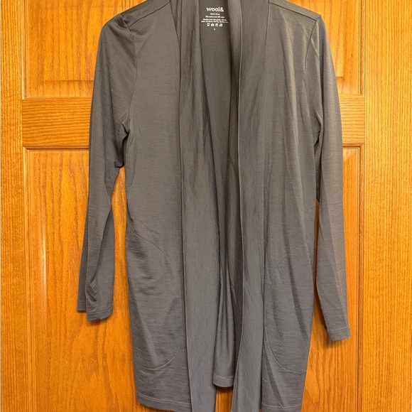 wool& Landmark Odyssey Gray Open Front Cardigan, large - Picture 2 of 4